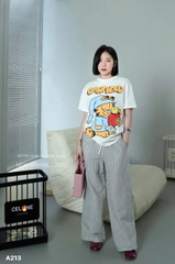 QUAN109-Quần kaki suông màu kẻ đen cạp cun co dãn hàng nahf máy đủ tem