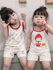 Bt913-Combo 2 bo cotton 2 dây bé gái  viền bèo