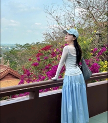 🌿SET499- Set VÁY CV DÚM XÒE 3 TẦNG mix áo dài tay