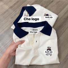 A313- Áo trắng Gấu thêu cổ than hàng nhà máy full tem