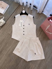 SET1020 -Set áo gile linen phối quần short