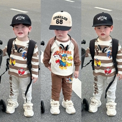 CB392-Combo 2 bộ thun dài tay thu đông Paw Patrol  bé trai nâu trắng