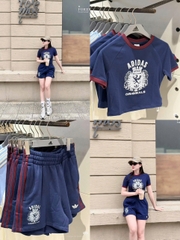 SET962- Set áo thun màu than phối quần cộc thể thao