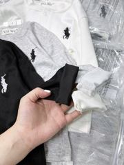 CB386-Combo 3 áo cotton zip dài tay thêu ngực bé trai xám trắng đen