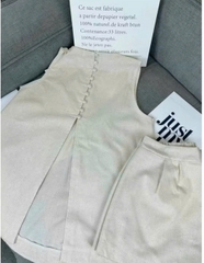 SET952-SET LIEN màu be cúc lưng dáng cộc