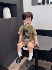 BT50- Bộ SONIC nâu áo cotton quần kaki co giãn