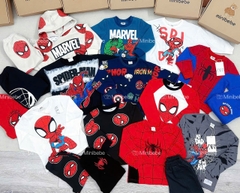 Bn164- (10-26kg)  Bộ thu dài tay thu đông bé trai Spider Man trắng xanh VNXK