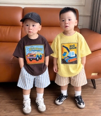 BT1104- Combo 2 bộ cotton cộc 4 màu in cao cấp trẻ em