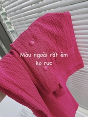 Set875-Set áo cộc kẻ hồng phối quần baggy dài