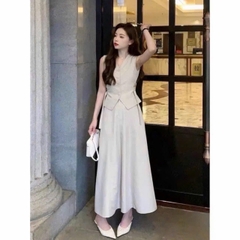 sET574- SET BE SÁT NÁCH CỘC TAY đai lưng, áo 2 lớp mix CV A