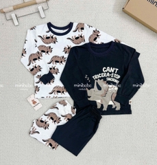 CB299-Combo 2 bộ thun díp dài tay thu đông bé trai khủng long size 9-25kg