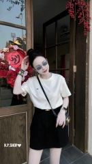 SET491-Set 3 áo chữ B cổ tròn thêu chất cotton