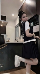 🌿SET499- Set VÁY CV DÚM XÒE 3 TẦNG mix áo dài tay