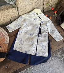 BT802-Bộ áo dài Thanh Mã cho bé tặng kèm ngọc bội