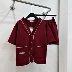 SET259- Set đỏ chạy viền mix CV có lót quần chất mì dày dặn