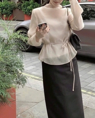 SET397-SET ÁO VOAN TƠ PHỐI CHÂN VÁY LỤA TẶNG KÈM ÁO 2 DÂY