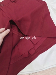 SET412-SET ĐỒ NỮ ÁO LEN THÊU PHỐI CHÂN VÁY ĐỎ