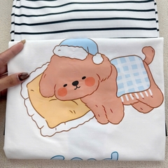 SET1020-Set quần áo đôi mẹ con vải cotton áo cộc quần dài kẻ