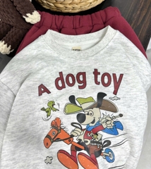 BT748-Bộ nỉ haida bé trai áo xám in phối quần bo ống