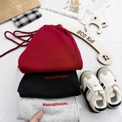 Bt772- Combo 3 quần nỉ haida thêu chữ đỏ dáng bom trẻ em