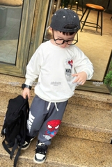 Bt757- Bộ Super hero áo trắng quần chì chất nủ cua bé trai