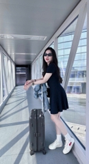 DAM141-VÁY POLO THÊU NGỰC DÁNG NGẮN MÀU XANH THAN