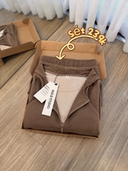 Set1047- set áo díp nâu phối chân váy midi dài