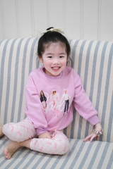 BN191- Bộ nỉ in babies tím nhạt mix legging bé gái VNXK