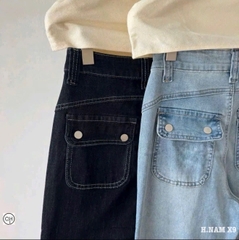 Quan125- Quần jeans loe mẫu mới 2 màu đậm-nhạt