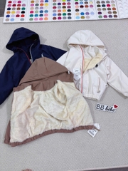 AOKID04-Áo gió trẻ em 2 lớp ló lông có mũ 3 màu