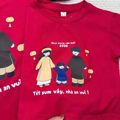 A559-Áo thun gia đình màu đỏ đô cộc tay Tết sum vầy