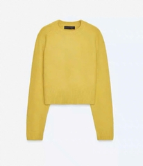 A416-Áo len dệt kim màu vàng dáng lỡ hàng nhà máy chuẩn