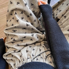 QUAN034-Quần sọc in nơ cạp chun dáng suông dài chuẩn 100cm