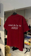 A176-Áo thun đỏ ALDV size MẸ/CON chữ in dáng suông loại đẹp
