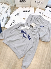 Set1050- Set áo nỉ mũ xám phối quần suông