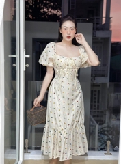 ĐẦM HOA CÚP NGỰC CHUN SAU ĐUÔI CÁ HOẠT TIẾT THÊU