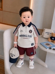 [KEM MU] -BT1038- Bộ bóng đá xám tay sọc Mini CLUB minibebe