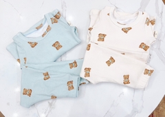 CB156-Combo 2 bộ zip lông GẤU XANH TRẮNG TRẺ EM VNXK