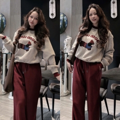 Set861- Set chữ xù phối len tông đỏ