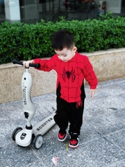 Bn166- (10-26kg)  Bộ thun dài tay thu đông bé trai Spider Man đỏ đen VNXK