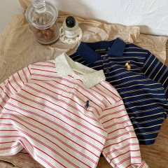 Cb423-Combo 2 áo polo dài tay kẻ ngang cho bé