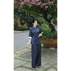 🌿SET253- PHÁP PHỤC ĐI CHÙA THÊU SEN 2 MÀU  THAN-BE