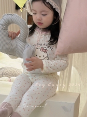 CB373-COmbo 3 bộ thun dài tay bé gái hồng