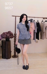 🍀 A249- SƠ MI GU CỔ SEN TAY LIỀN BÈO 2 Màu kẻ