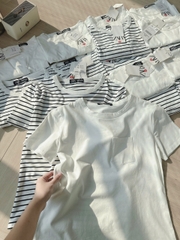 CB209-Set 2 áo thun côc tay trắng đen ZR