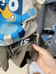 BT259-Bộ BLUE viền cổ xanh rêu áo cotton mix quần cua