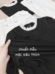 SET354-Set áo len phôi ren và chân váy xếp ly ngắn 2 lớp