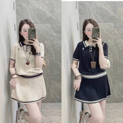 Set724- Set len Quảng châu viền thêu 2 màu be- đen