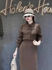 ☘️A161- ÁO SƠ MI GU KẺ NƠ 2 LỚP 2 MÀU☘️