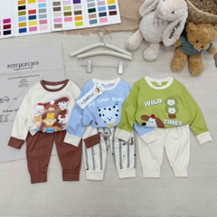 CB396- Combo 3 bộ thun dài tay bé trai CÚN sắc màu